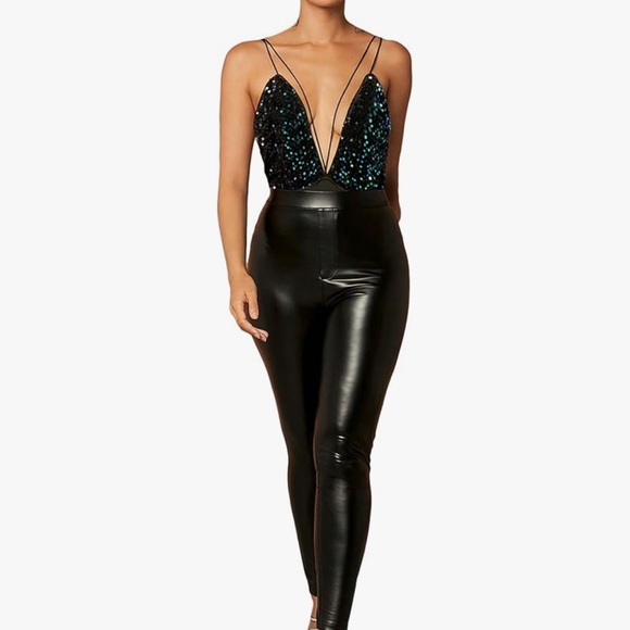 Sequin metallic mermaid bodysuit rave set festival dressy cocktail party outfit - Picture 4 of 4